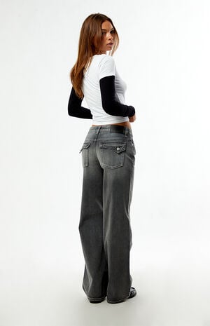 Casey Low Rise Baggy Jeans Button Pocket Gray image number 2