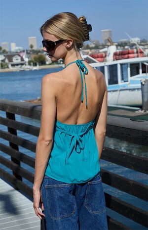 Emerald Edith Halter Tank Top image number 3