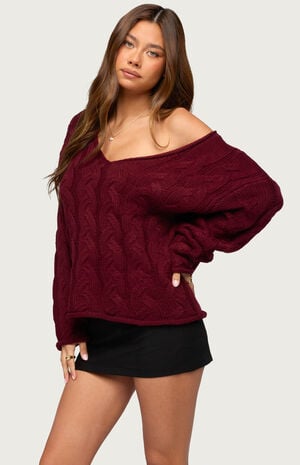 Inga Oversized Cable Knit Sweater image number 2