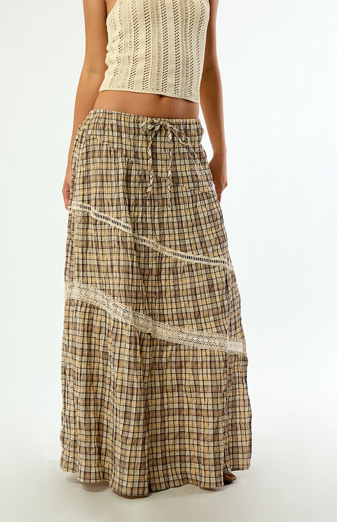 Daisy Street Clove Plaid Maxi Skirt