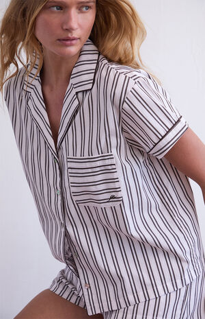 Striped Short Sleeve Pajama Shirt image number 2