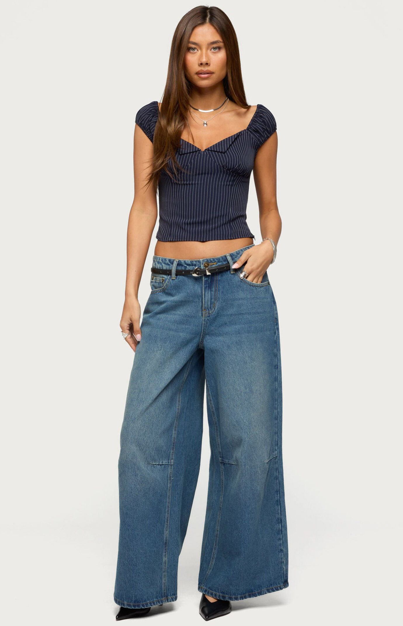 Edikted Skater Girl Washed Low Rise Baggy Jeans