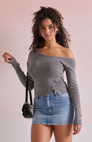 Daryn Asymmetrical Button Sweater image number 1