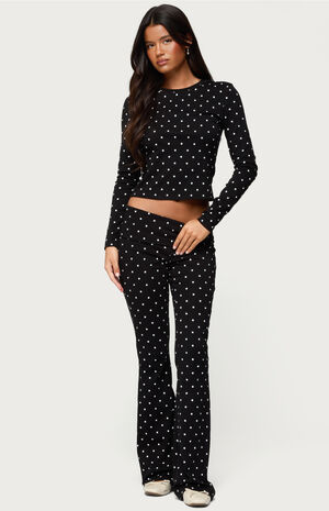 Daliya Polka Dot Fold Over Flared Leggings image number 4