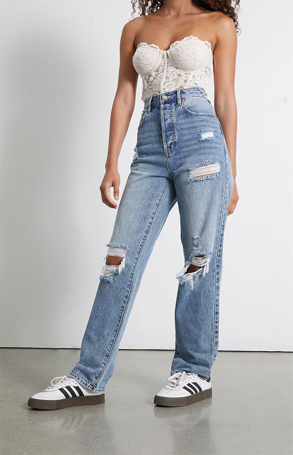 pacsun light blue dad distressed jeans