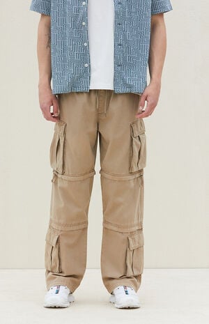 Tan Baggy Cargo Zip-Off Pants image number 2