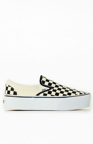 Black & White Slip-On Platform Sneakers image number 1