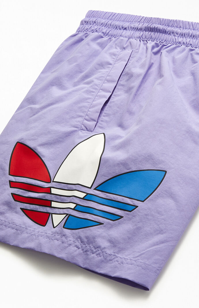 Purple Recycled Tricolor 17" Swim Trunks