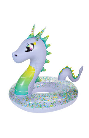 Inflatable 40" Glitter Dragon Pool Tube image number 1