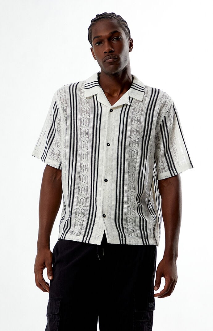Pacsun Striped Textured Oversized Resort Camp Shirt
