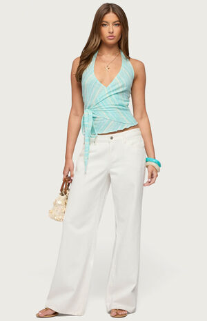 Aquarelle Striped Wrap Halter Top image number 5