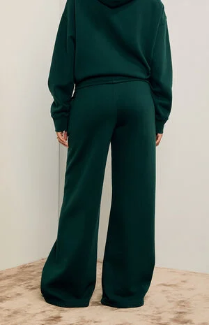 Forest Green Ultra Soft Fleece Baggy Sweatpants image number 4