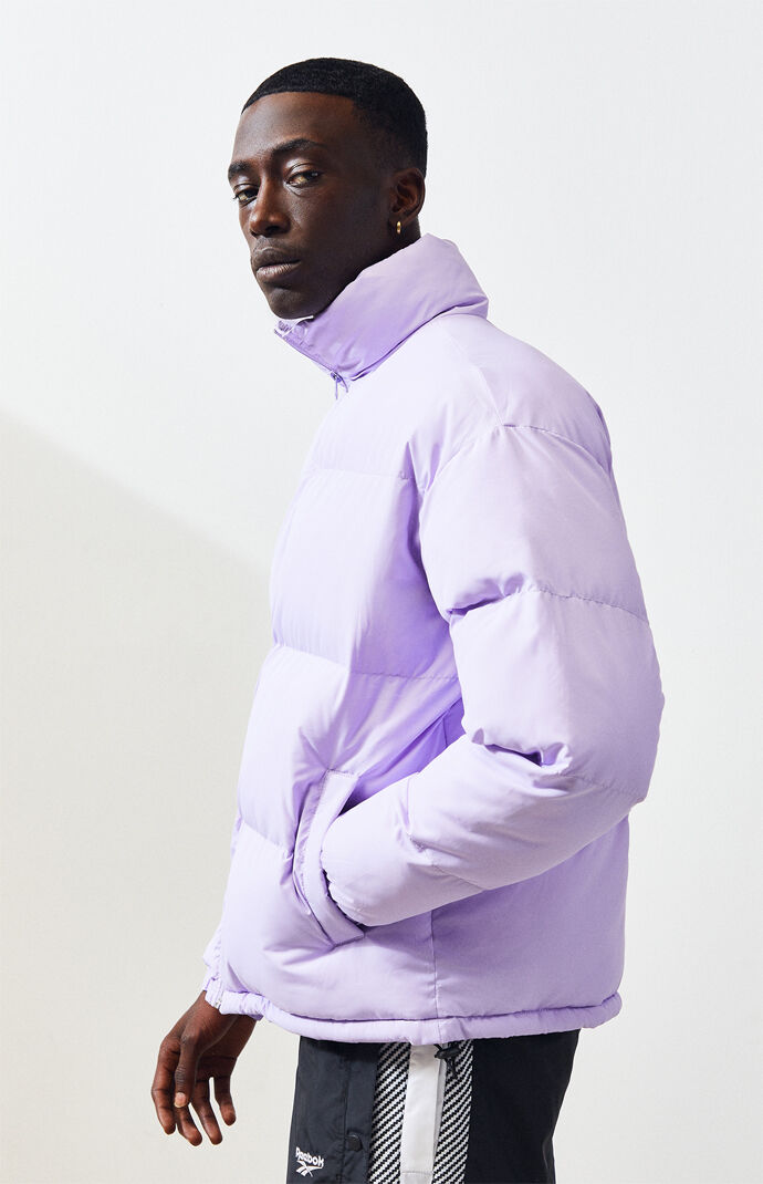 Lavender Solid Puffer Jacket