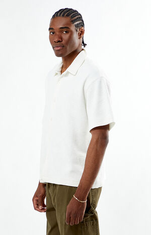 Cream Bran Short Sleeve Textured Shirt image number 3