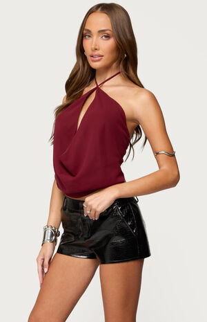 Chiffon Backless Cowl Neck Top image number 2