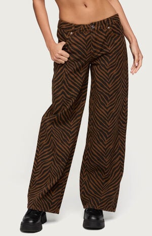 Zebra Print Low Rise Baggy Jeans image number 1