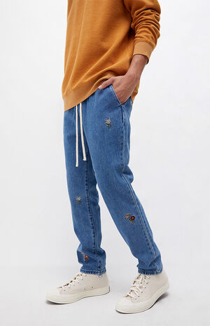 Embroidered Elastic Denim Jeans image number 1