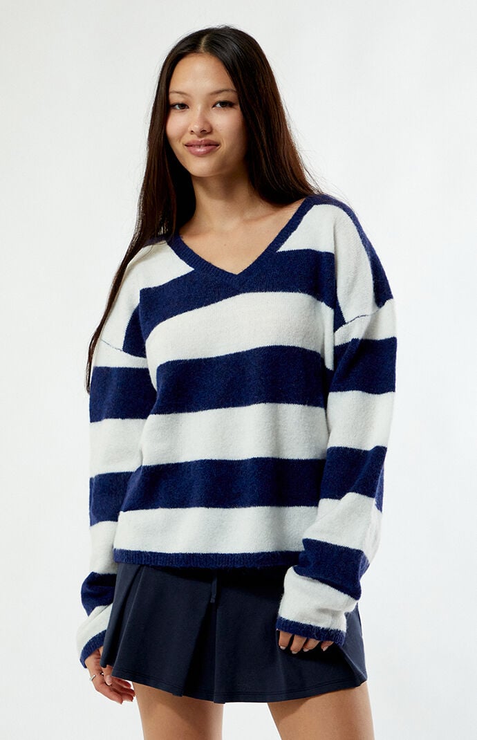 Image: Striped V-Neck Sweater