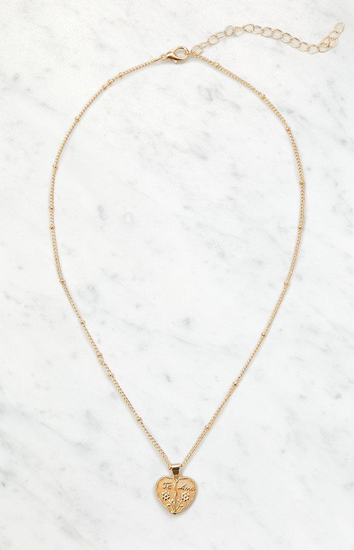 LA Hearts Te Amo Heart Necklace PacSun