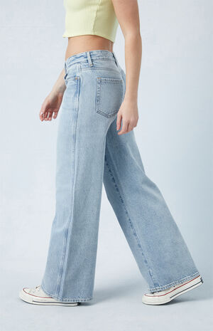 Eco Light Indigo Ripped Low Rise Baggy Jeans image number 3