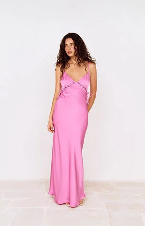 Fuchsia Chiara Lace Detail Maxi Dress image number 1