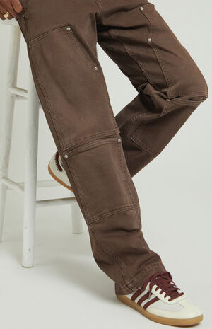 Stretch Brown Baggy Carpenter Jeans image number 5