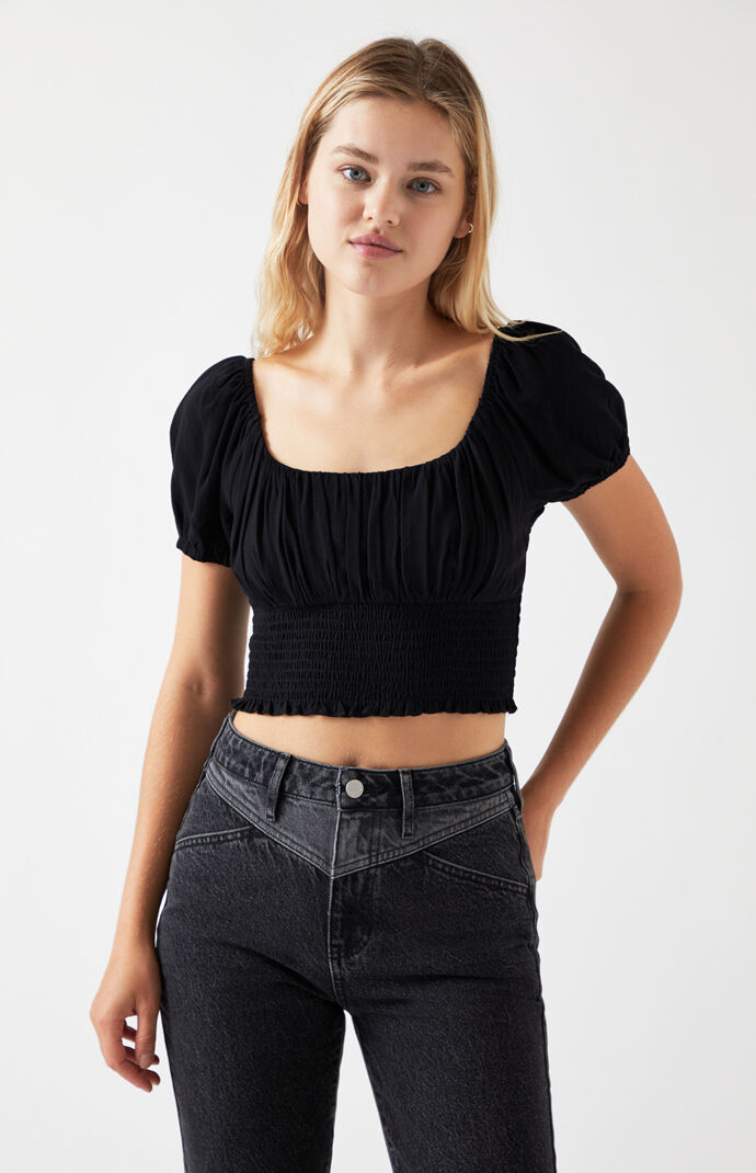 Short Sleeve Smocked Bodice Top