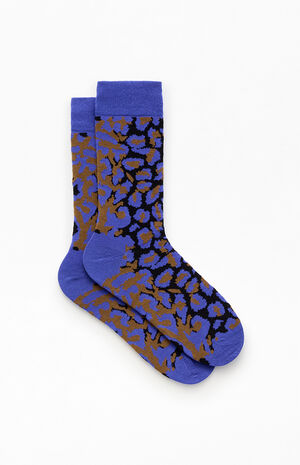 x Happy Socks Blue Leopard High Crew Socks image number 2