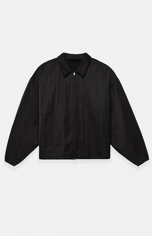 Black Textured Nylon Trucker Jacket image number 1