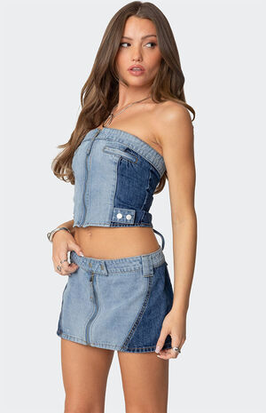 Reni Contrast Denim Zip Up Corset image number 3