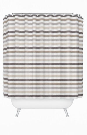 Beige Striped Shower Curtain