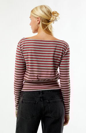 Vanna Cinched Waist Boat Neck Long Sleeve Top image number 5