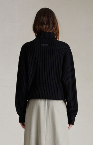 Women's Jet Black Turtleneck Sweater image number 3