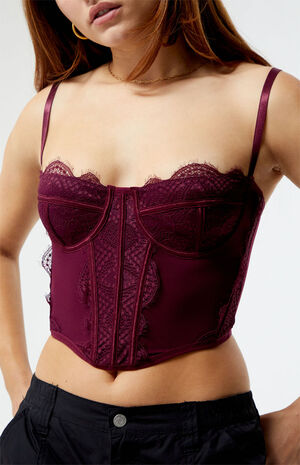 Lace Trim Mesh Corset Top image number 2