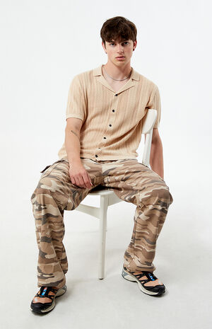 Cropped Knit Camp Shirt image number 2