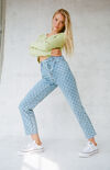 Eco Checkerboard High Waisted Straight Leg Jeans Eco Checkerboard High Waisted Straight Leg Jeans image number null