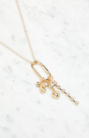 Bow Paperclip Charm Necklace image number 2