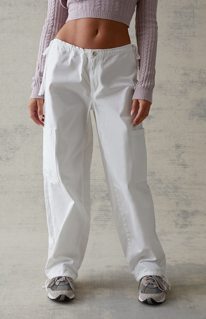 PacSun White Cargo Parachute Pants PacSun