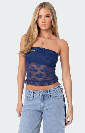 Ballet Sheer Lace Tube Top image number 1