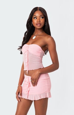 Solange Ruffle Mesh Tube Top image number 4