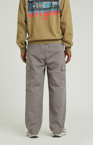 Stretch Gray Baggy Cargo Pants image number 5