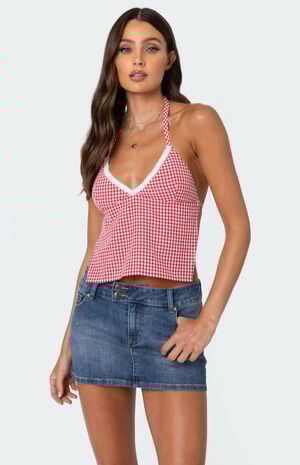 Edikted Charmaine Open Back Gingham Top | PacSun
