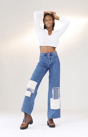 Eco Bandana Patch High Waisted Baggy Jeans image number 2