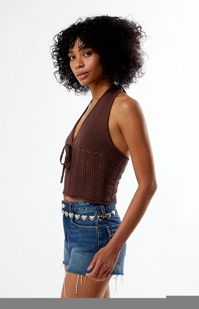 トップス todayful Halterneck Knit Tops Figure Form Bandage Textured Knit Halter Top | Karen Millen