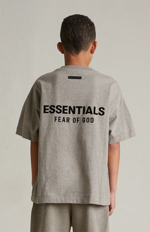 Kids Heather Grey Crew Neck T-Shirt image number 4