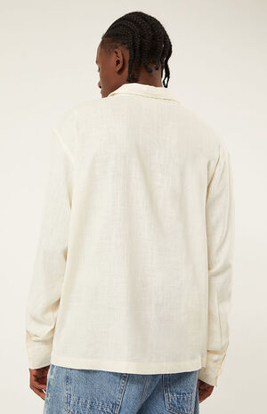 Daley Cream Cropped Classic Button Down Shirt image number 4