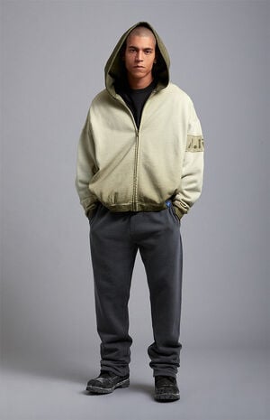 Washed Black&nbsp;Heavyweight Fleece Baggy Sweatpants image number 6