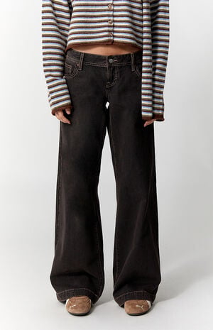 Kaia Ultimate Low Rise Baggy Jeans Contrast Stitch Faded Black image number 3