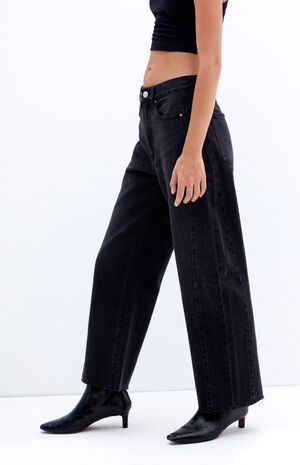 Black Cropped Barrel Jeans image number 3
