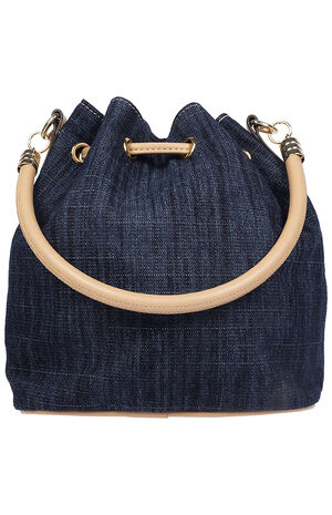 Bryce Denim and Faux Leather Bucket Bag image number 5